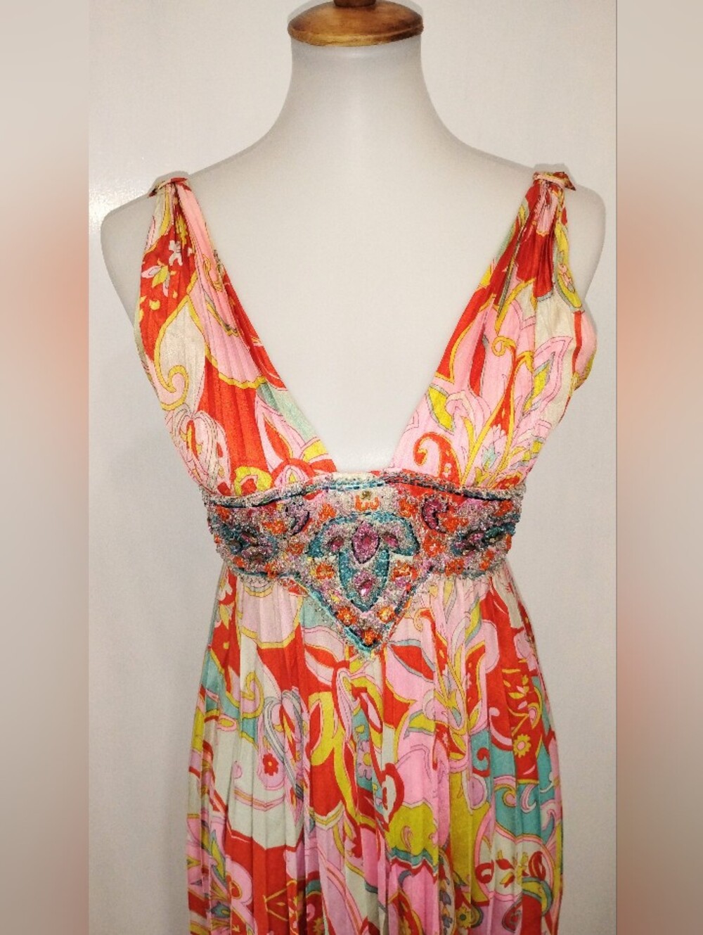 UPCYCLED VINTAGE BEADED PSYCHEDELIC DRESS - Picture 14 of 14